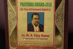 Lion Dr. A. Vijay Kumar Receives 'Pratibha Award' for Arts and Culture Contributions.