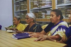 Senior citizens spending time at the Library